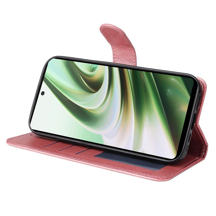 For OnePlus Nord CE3 5G / Oppo K11 5G Calf Texture Phone Case Leather Wallet Stand Protection Cover - Pink