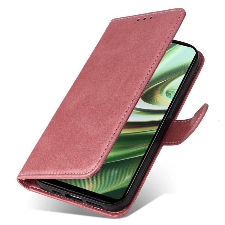 For OnePlus Nord CE3 5G / Oppo K11 5G Calf Texture Phone Case Leather Wallet Stand Protection Cover - Pink