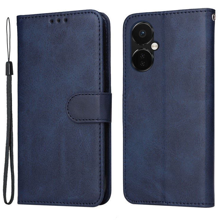For OnePlus Nord CE3 5G / Oppo K11 5G Calf Texture Phone Case Leather Wallet Stand Protection Cover - Blue