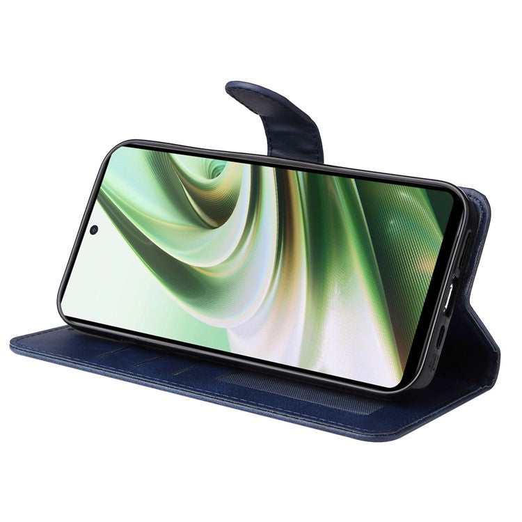 For OnePlus Nord CE3 5G / Oppo K11 5G Calf Texture Phone Case Leather Wallet Stand Protection Cover - Blue