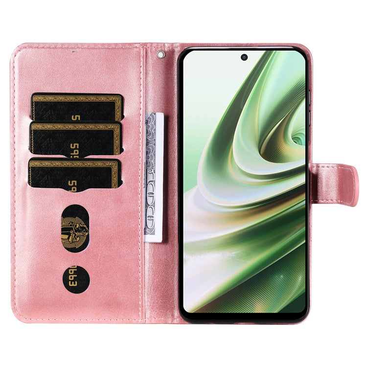 For OnePlus Nord CE3 5G / Oppo K11 5G Zipper Pocket Wallet Stand Phone Case Calf Texture Leather Cover - Pink