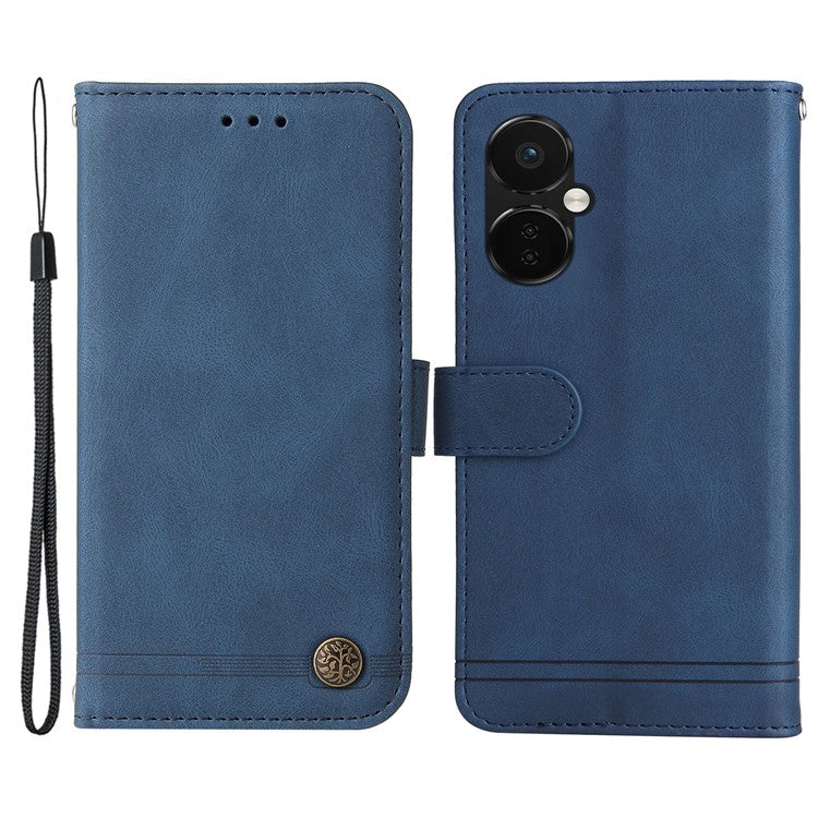 For OnePlus Nord CE3 5G / Oppo K11 5G Imprinted Lines PU Leather Stand Wallet Case Skin-touch Phone Cover - Blue