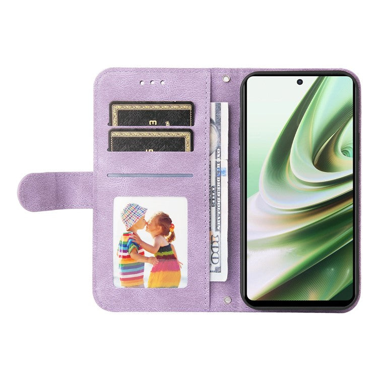 For OnePlus Nord CE3 5G / Oppo K11 5G Imprinted Lines PU Leather Stand Wallet Case Skin-touch Phone Cover - Purple