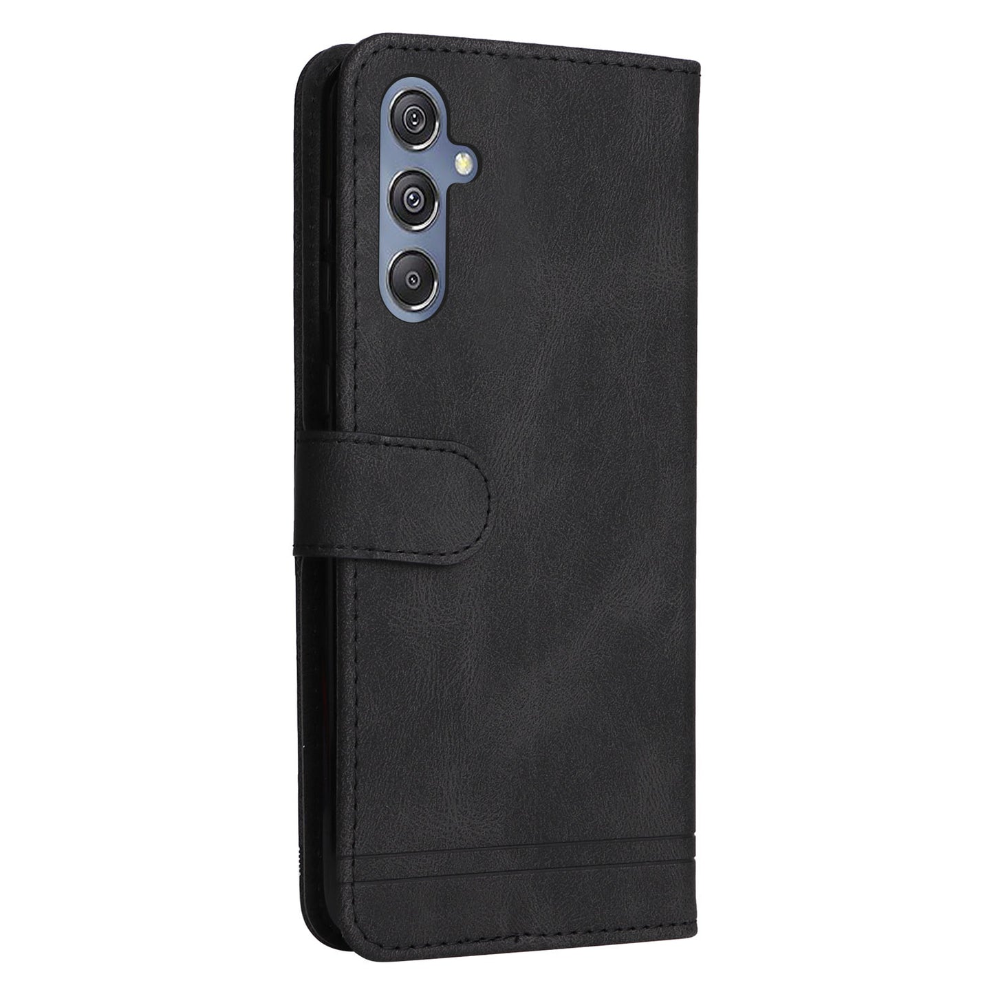 For Samsung Galaxy F34 5G / M34 5G Imprinted Lines Stand Wallet Cover Anti-drop PU Leather Phone Case - Black