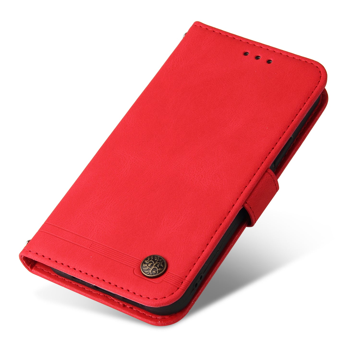 For Samsung Galaxy F34 5G / M34 5G Imprinted Lines Stand Wallet Cover Anti-drop PU Leather Phone Case - Red