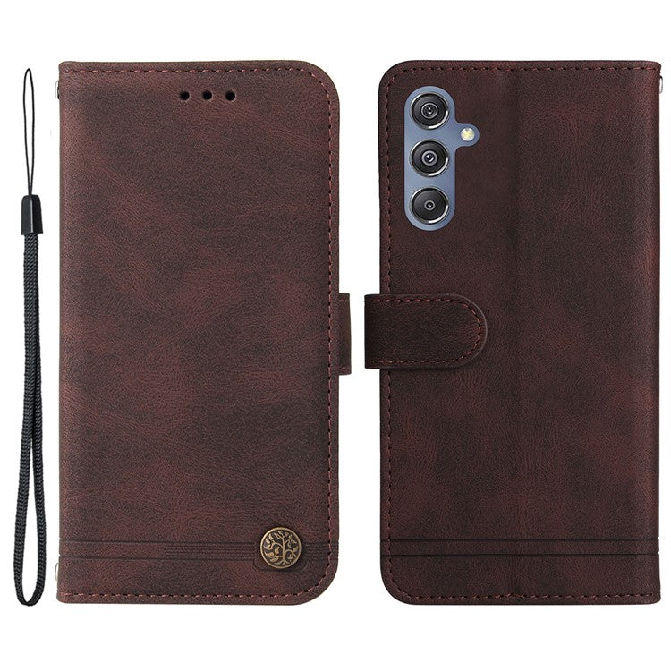 For Samsung Galaxy F34 5G / M34 5G Leather Wallet Cases Skin Touch Phone Cover Stand with Strap - Brown