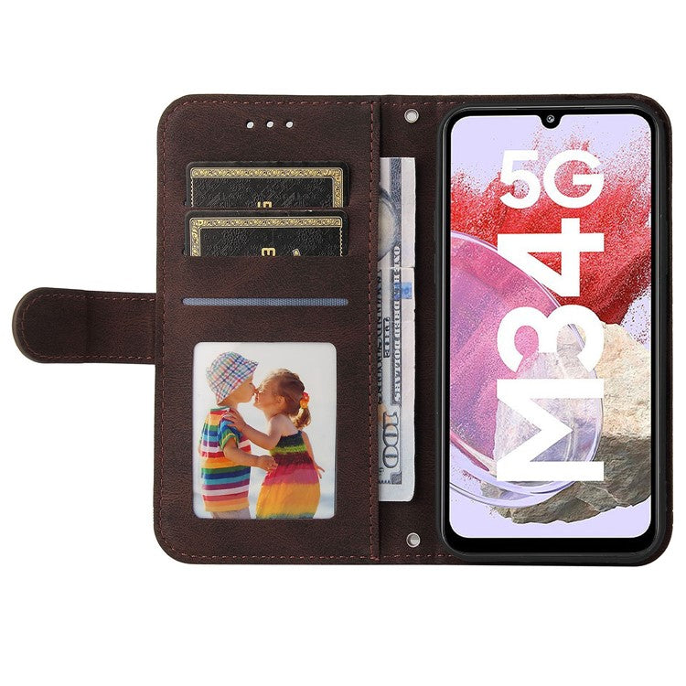 For Samsung Galaxy F34 5G / M34 5G Leather Wallet Cases Skin Touch Phone Cover Stand with Strap - Brown