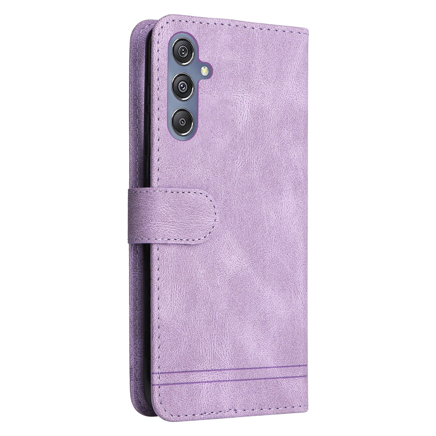 For Samsung Galaxy F34 5G / M34 5G Imprinted Lines Stand Wallet Cover Anti-drop PU Leather Phone Case - Purple