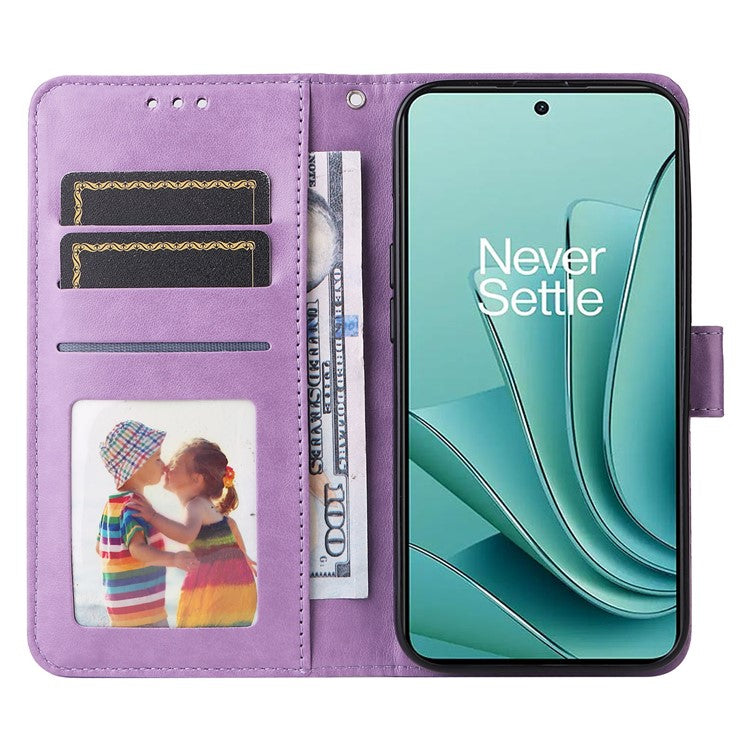 For OnePlus Nord 3 5G / Ace 2V Sunflower Imprinted PU Leather Cover Anti-drop Wallet Stand Phone Case - Purple