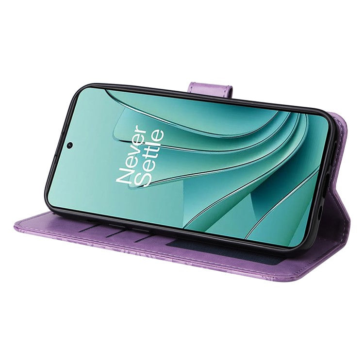 For OnePlus Nord 3 5G / Ace 2V Sunflower Imprinted PU Leather Cover Anti-drop Wallet Stand Phone Case - Purple