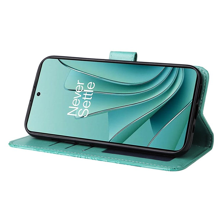 For OnePlus Nord 3 5G / Ace 2V Sunflower Imprinted PU Leather Cover Anti-drop Wallet Stand Phone Case - Green