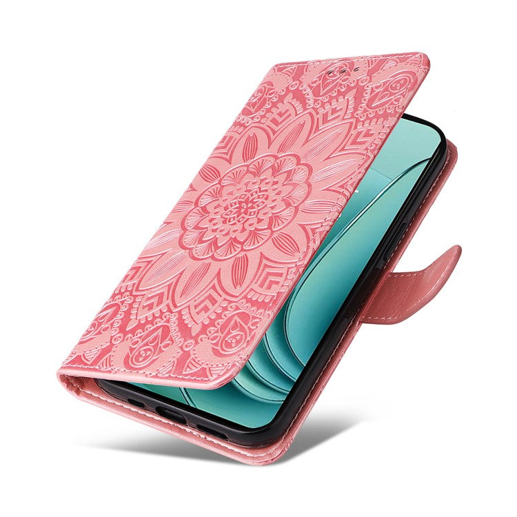 For OnePlus Nord 3 5G / Ace 2V Sunflower Imprinted PU Leather Cover Anti-drop Wallet Stand Phone Case - Pink