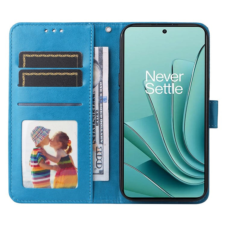 For OnePlus Nord 3 5G / Ace 2V Sunflower Imprinted PU Leather Cover Anti-drop Wallet Stand Phone Case - Blue