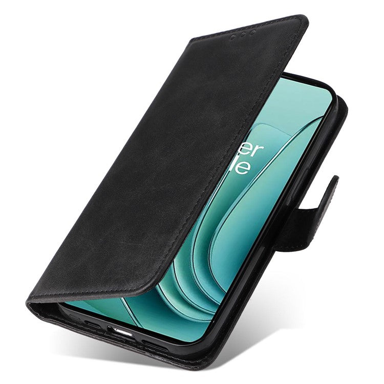 For OnePlus Nord 3 5G / Ace 2V Calf Texture Anti-scratch Phone Case Flip Wallet Stand Shell - Black