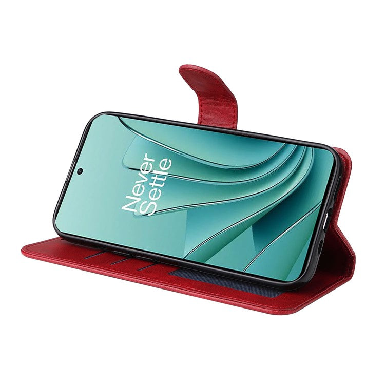 For OnePlus Nord 3 5G / Ace 2V Calf Texture Anti-scratch Phone Case Flip Wallet Stand Shell - Red