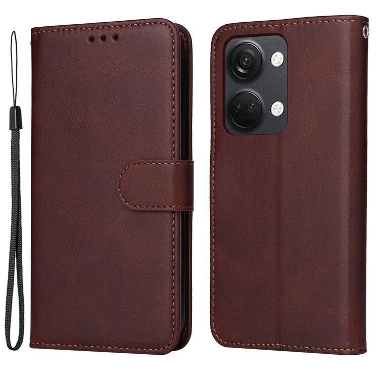 For OnePlus Nord 3 5G / Ace 2V Calf Texture Anti-scratch Phone Case Flip Wallet Stand Shell - Brown