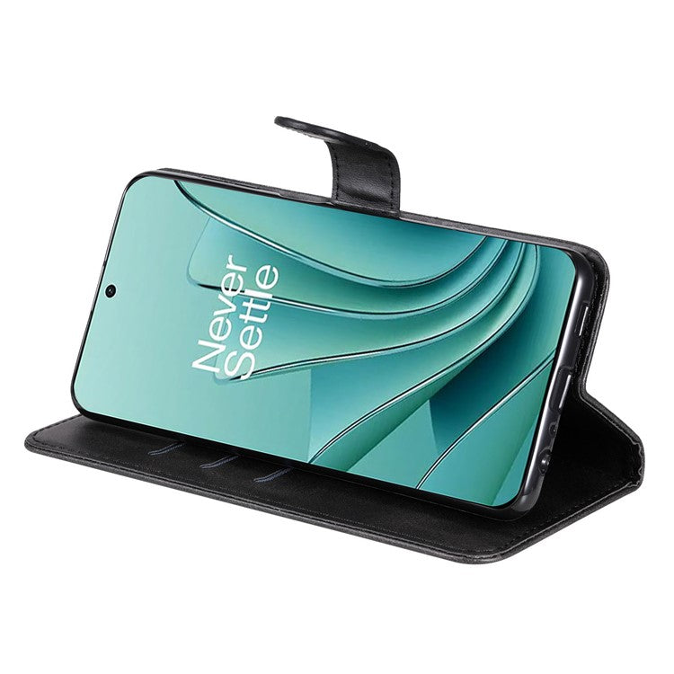 For OnePlus Nord 3 5G / Ace 2V Zipper Pocket Foldable Stand Wallet Case Calf Texture Cell Phone Cover - Black