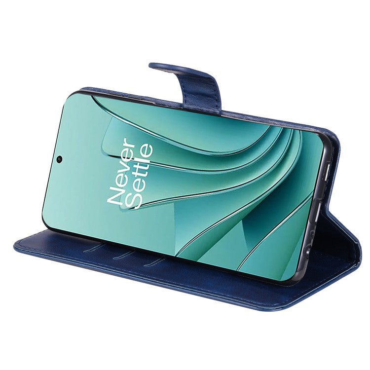 For OnePlus Nord 3 5G / Ace 2V Zipper Pocket Foldable Stand Wallet Case Calf Texture Cell Phone Cover - Blue