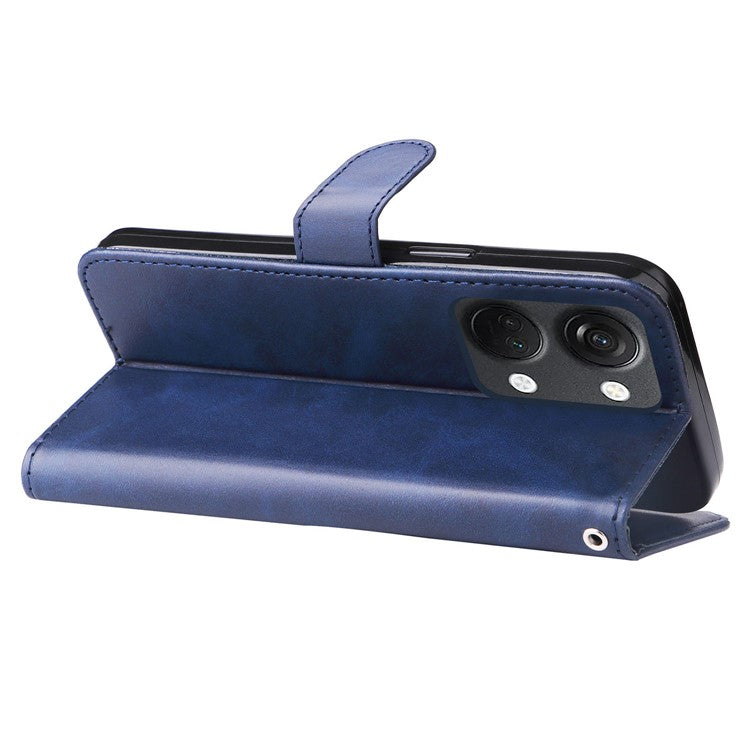 For OnePlus Nord 3 5G / Ace 2V Zipper Pocket Foldable Stand Wallet Case Calf Texture Cell Phone Cover - Blue