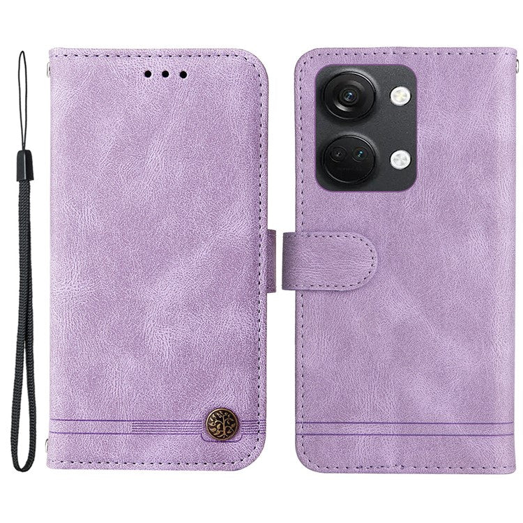 For OnePlus Nord 3 5G / Ace 2V Imprinted Lines Phone Cover Flip Stand Wallet Skin-touch Leather Case - Purple