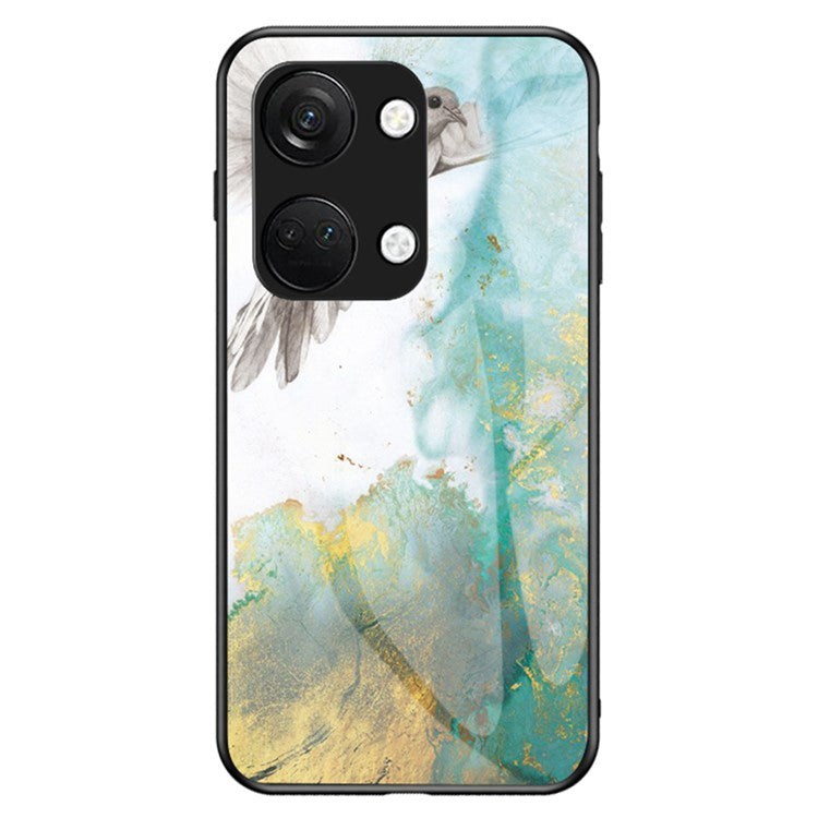 Marble Pattern Back Case for OnePlus Ace 2V / Nord 3 5G , Tempered Glass+PC+TPU Shockproof Phone Cover - Flying Pigeon Marble