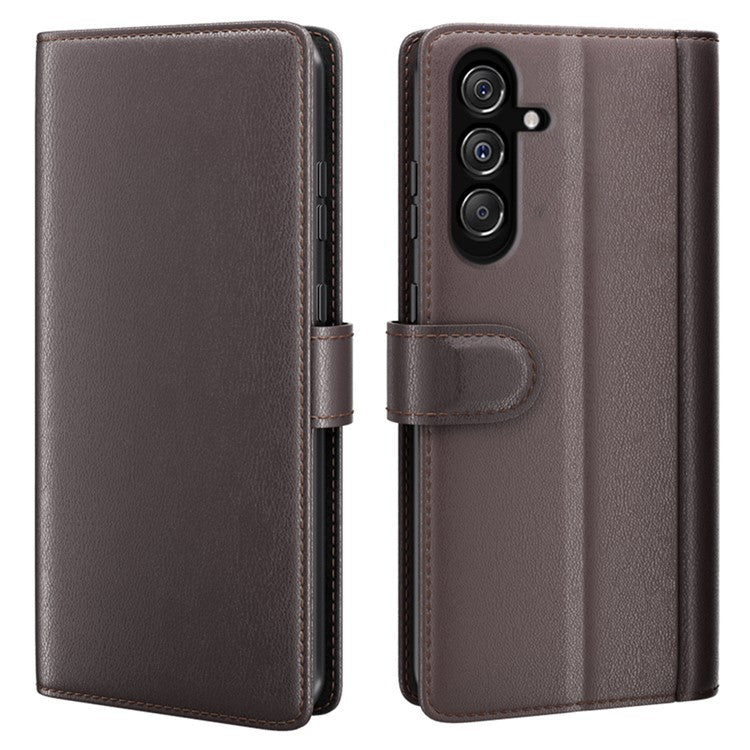 For Samsung Galaxy F34 5G / M34 5G Case Genuine Split Leather Phone Cover with Wallet Stand - Brown