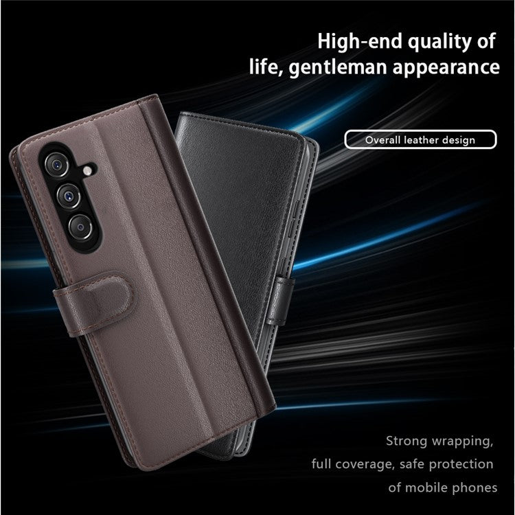 For Samsung Galaxy F34 5G / M34 5G Case Genuine Split Leather Phone Cover with Wallet Stand - Brown