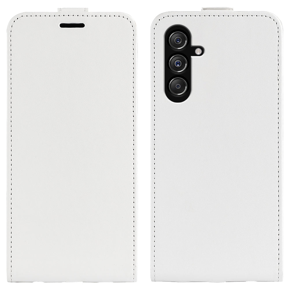 For Samsung Galaxy F34 5G / M34 5G Vertical Flip Phone Leather Case Card Holder Crazy Horse Texture Cover - White
