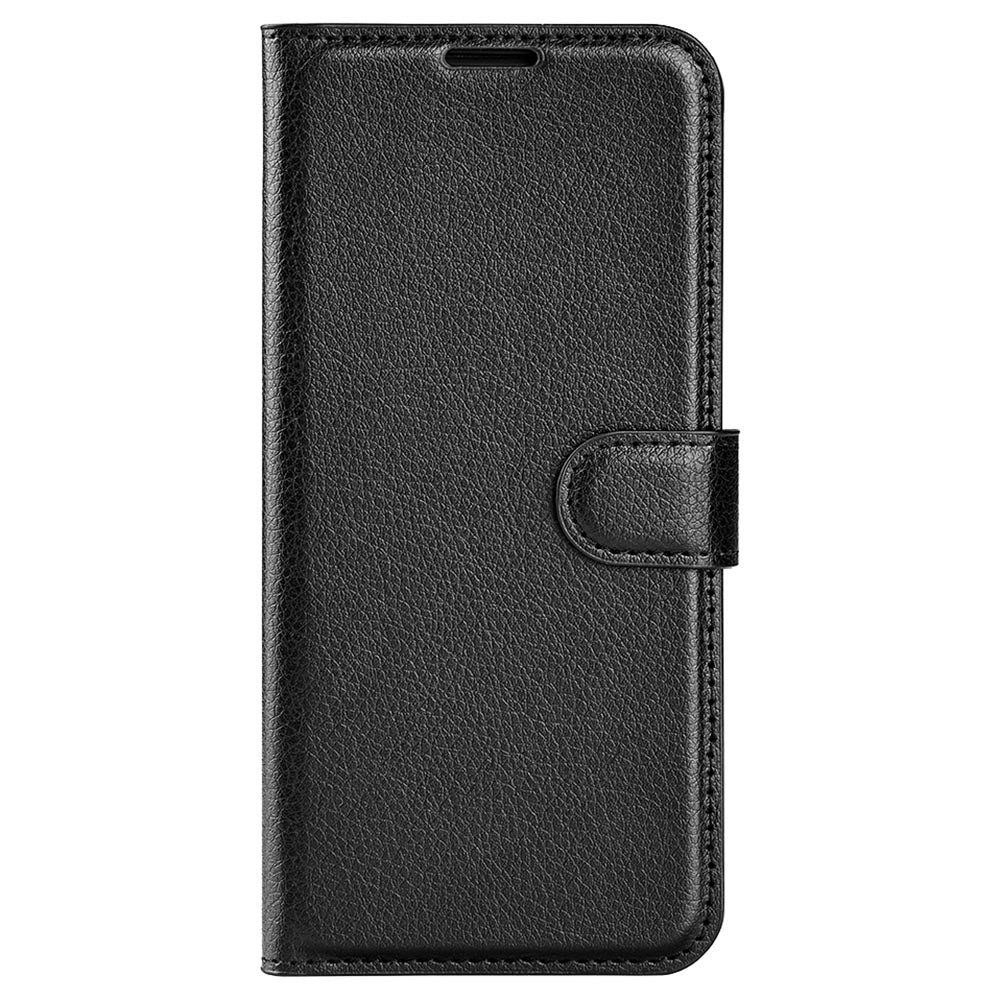For Samsung Galaxy F34 5G / M34 5G Phone Case Anti-Scratch Stand PU Leather Wallet Litchi Texture Protective Cover - Black