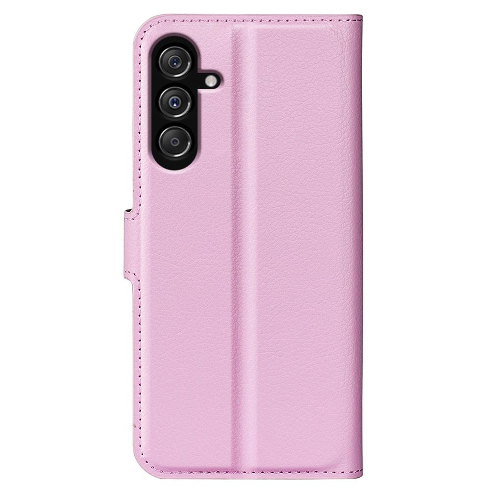 For Samsung Galaxy F34 5G / M34 5G Phone Case Anti-Scratch Stand PU Leather Wallet Litchi Texture Protective Cover - Pink