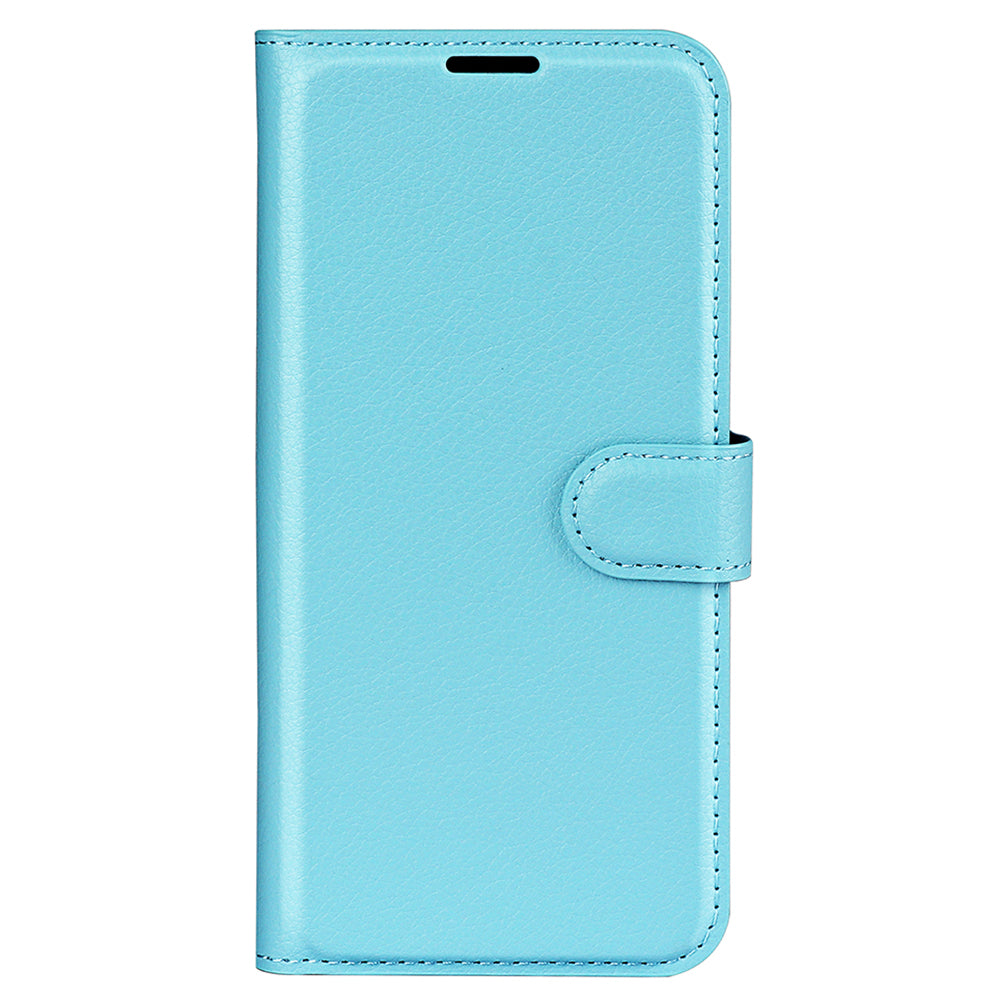 For Samsung Galaxy F34 5G / M34 5G Phone Case Anti-Scratch Stand PU Leather Wallet Litchi Texture Protective Cover - Blue