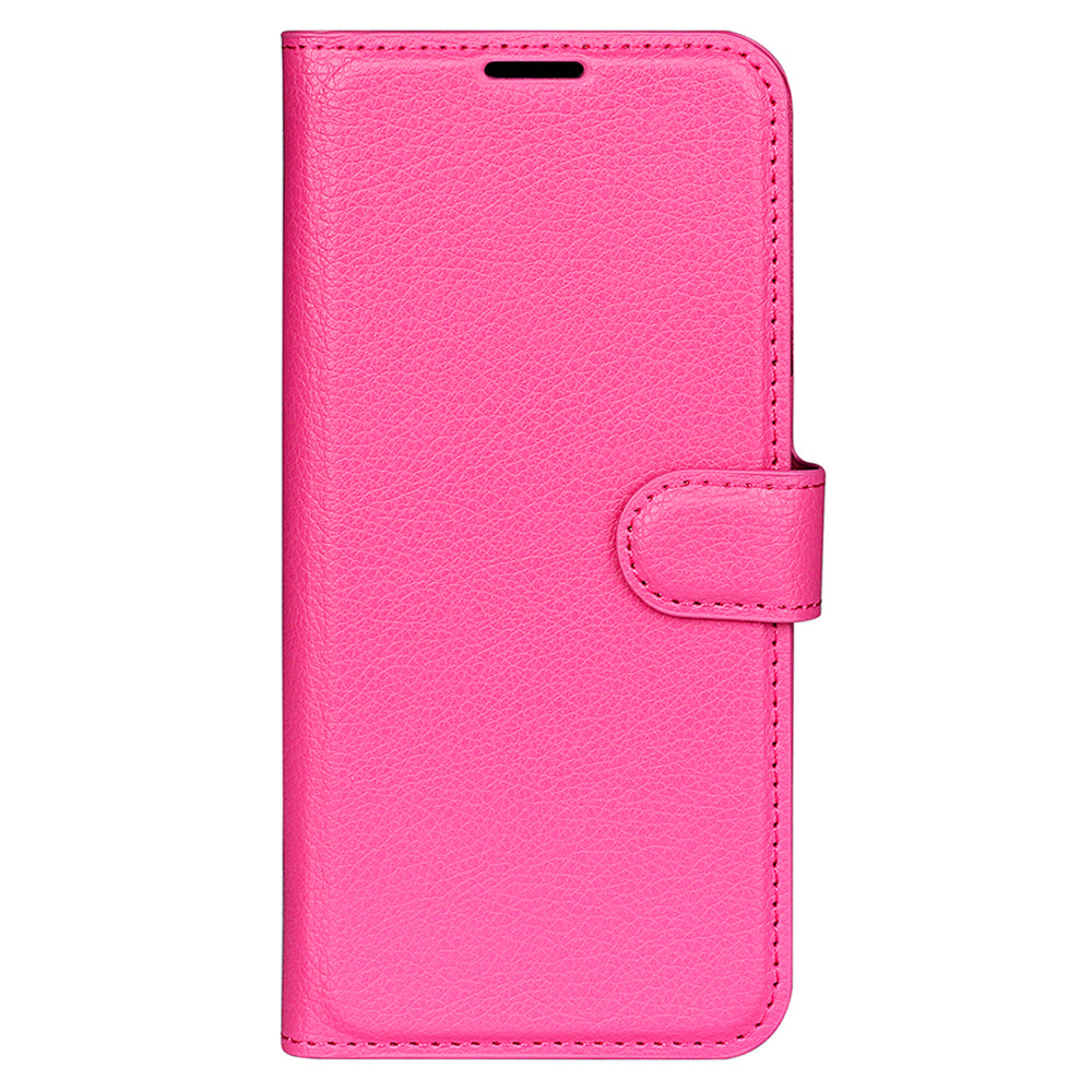 For Samsung Galaxy F34 5G / M34 5G Phone Case Anti-Scratch Stand PU Leather Wallet Litchi Texture Protective Cover - Rose