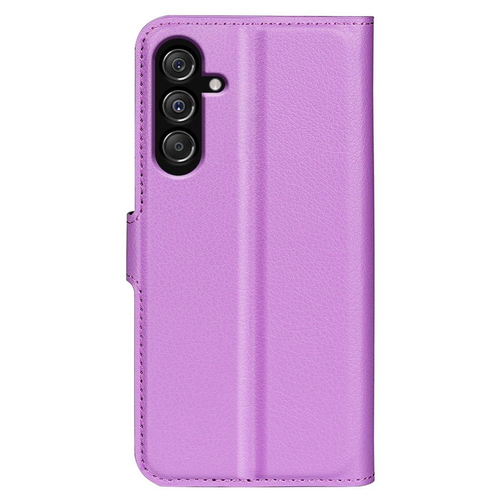 For Samsung Galaxy F34 5G / M34 5G Phone Case Anti-Scratch Stand PU Leather Wallet Litchi Texture Protective Cover - Purple