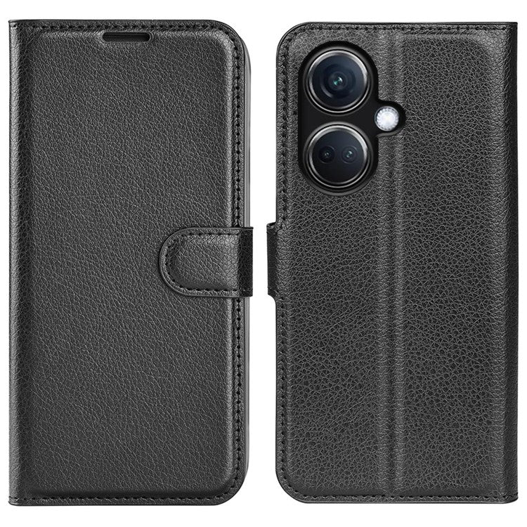 Phone Case For Oppo K11 5G Wallet Litchi Texture Shell Anti-Scratch Stand PU Leather Phone Cover - Black