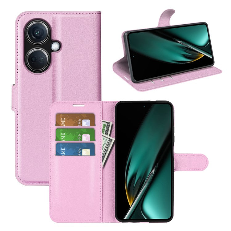 Phone Case For Oppo K11 5G Wallet Litchi Texture Shell Anti-Scratch Stand PU Leather Phone Cover - Pink