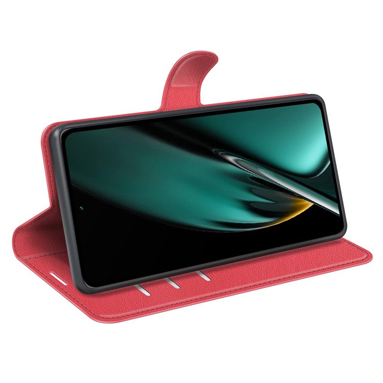Phone Case For Oppo K11 5G Wallet Litchi Texture Shell Anti-Scratch Stand PU Leather Phone Cover - Red