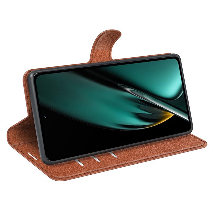 Phone Case For Oppo K11 5G Wallet Litchi Texture Shell Anti-Scratch Stand PU Leather Phone Cover - Brown