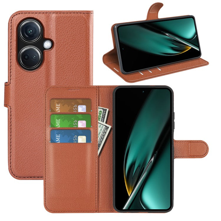 Phone Case For Oppo K11 5G Wallet Litchi Texture Shell Anti-Scratch Stand PU Leather Phone Cover - Brown