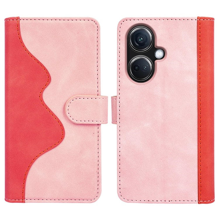 PU Leather Wallet Cover for Oppo K11 5G Dual-color Splicing Foldable Stand Phone Case - Pink