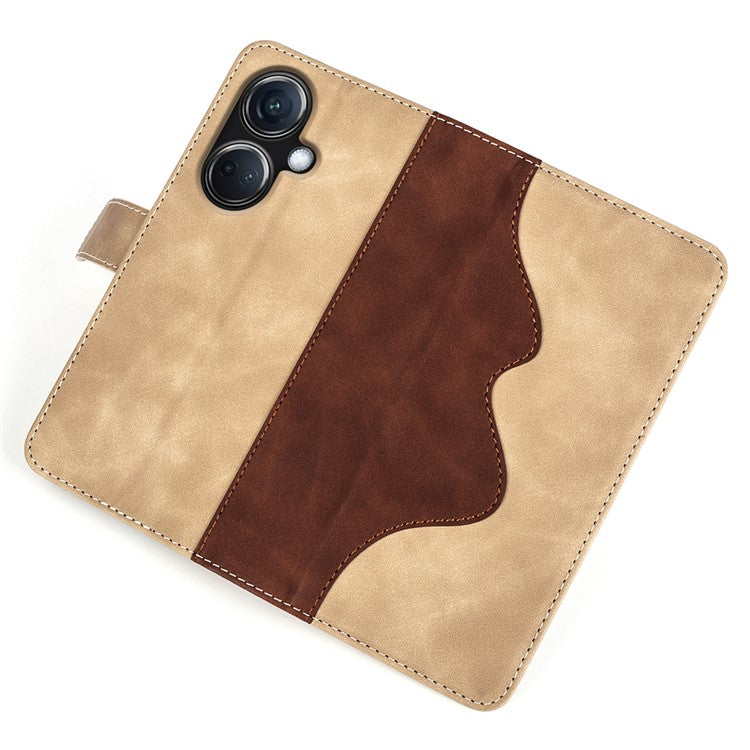 PU Leather Wallet Cover for Oppo K11 5G Dual-color Splicing Foldable Stand Phone Case - Yellow
