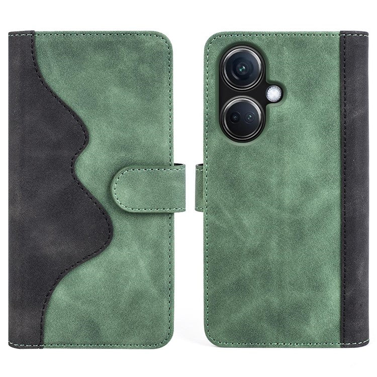 PU Leather Wallet Cover for Oppo K11 5G Dual-color Splicing Foldable Stand Phone Case - Green
