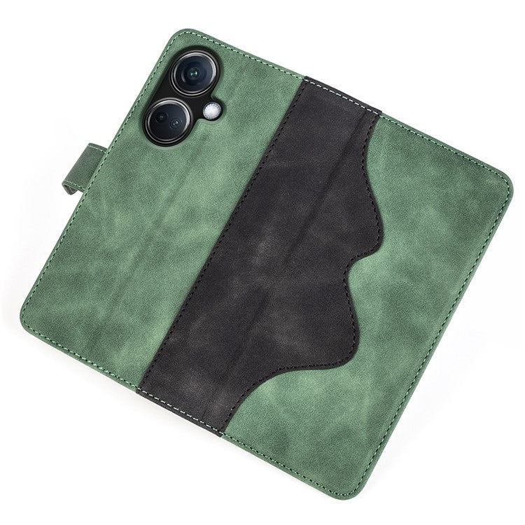 PU Leather Wallet Cover for Oppo K11 5G Dual-color Splicing Foldable Stand Phone Case - Green
