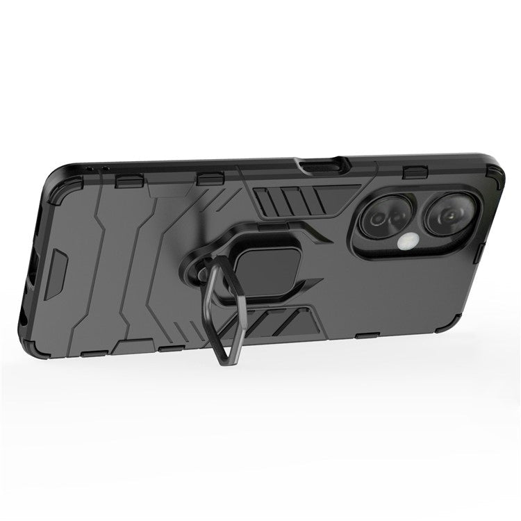 For OnePlus Nord CE3 5G TPU+PC Protective Case Rotation Ring Holder Kickstand Phone Cover - Black
