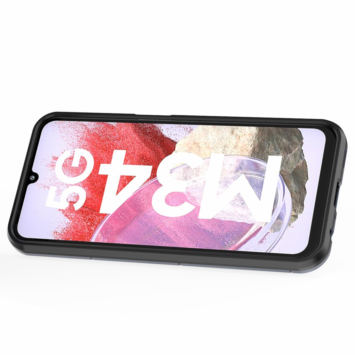 For Samsung Galaxy F34 5G / M34 5G Hard PC Soft TPU Back Cover Rotatable Ring Holder Kickstand Phone Case - Blue
