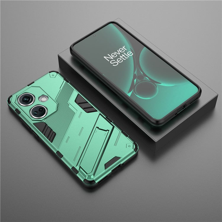 PC+TPU Impact-Resistant Case for OnePlus Nord CE3 5G , Kickstand Armor Phone Cover - Green