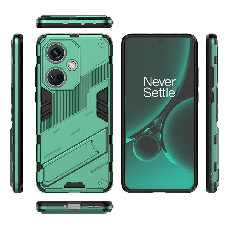 PC+TPU Impact-Resistant Case for OnePlus Nord CE3 5G , Kickstand Armor Phone Cover - Green