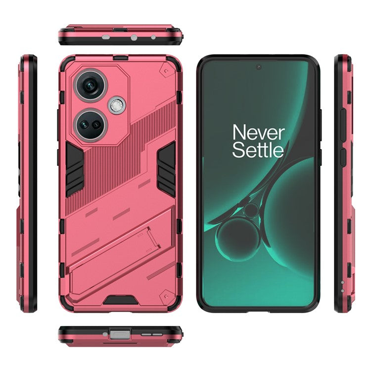 PC+TPU Impact-Resistant Case for OnePlus Nord CE3 5G , Kickstand Armor Phone Cover - Rose