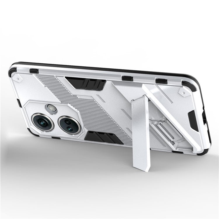 PC+TPU Impact-Resistant Case for OnePlus Nord CE3 5G , Kickstand Armor Phone Cover - White