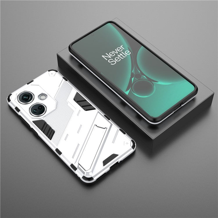 PC+TPU Impact-Resistant Case for OnePlus Nord CE3 5G , Kickstand Armor Phone Cover - White