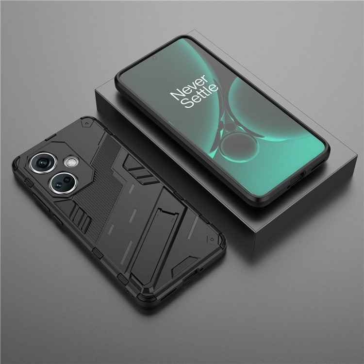 PC+TPU Impact-Resistant Case for OnePlus Nord CE3 5G , Kickstand Armor Phone Cover - Black